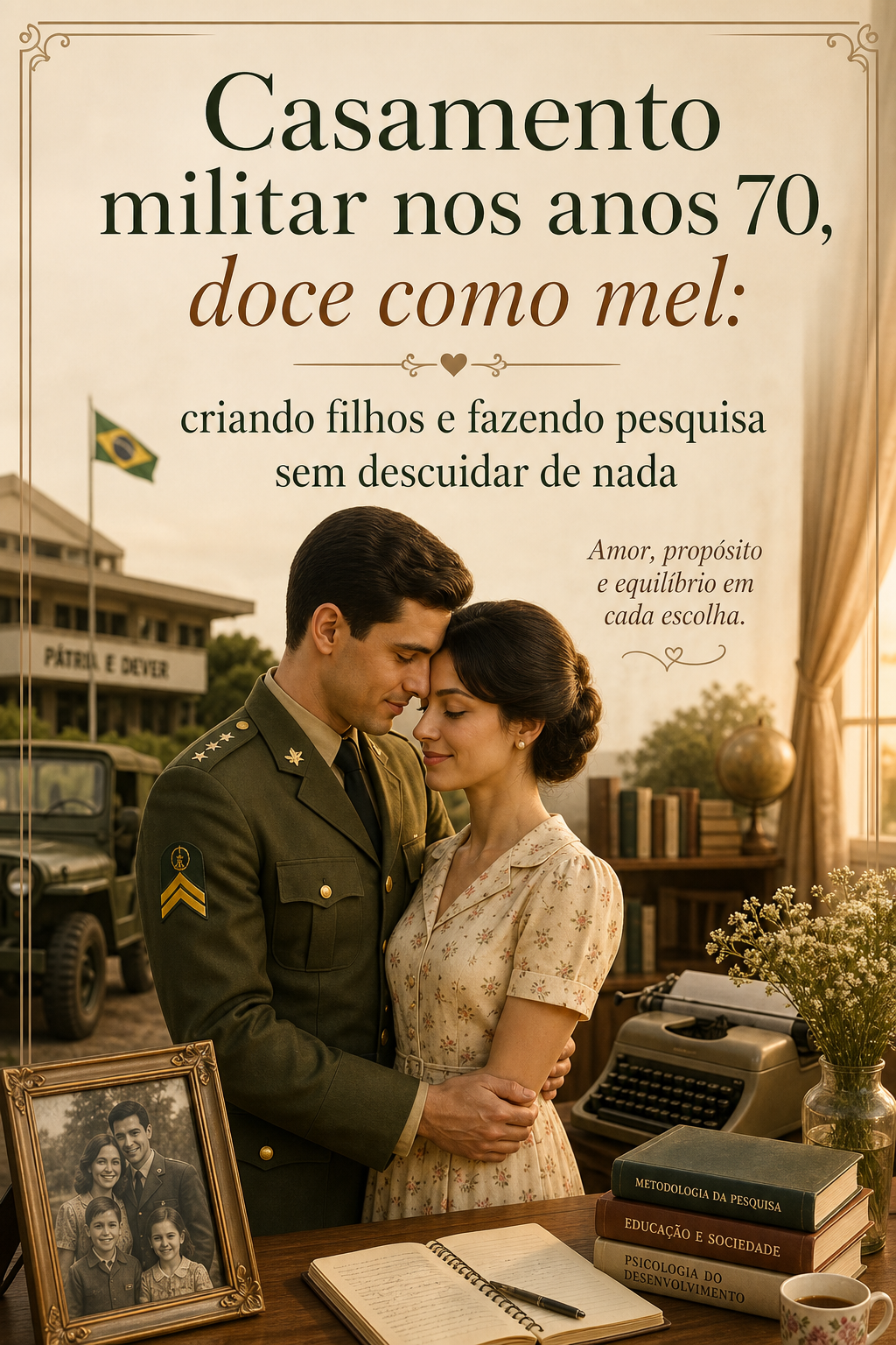 Casamento militar nos anos 70, doce como mel: criando filhos e fazendo pesquisa sem descuidar de nada
